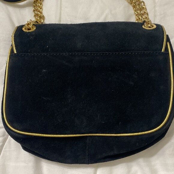 Michael Kors Suede Black + Gold Convertible Shoulder Bag - Picture 4 of 6